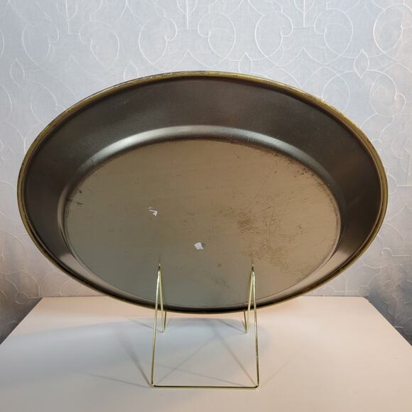 VINTAGE Stoyke Tray Platter 19" Round Red White Chicken Metal Mid Century 60s - Picture 13 of 16